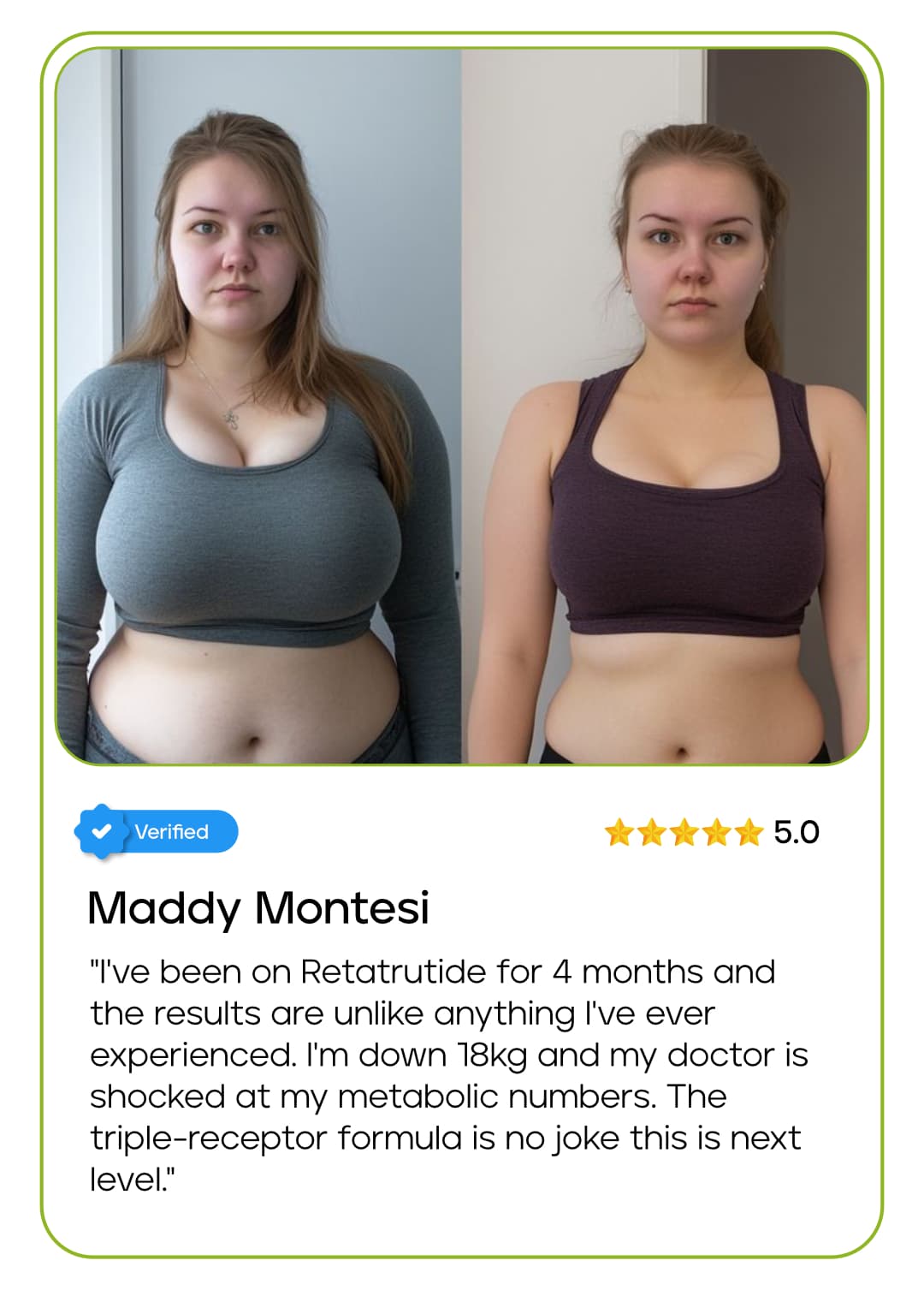 Before and after portraits included in Maddy Montesi’s supplied story