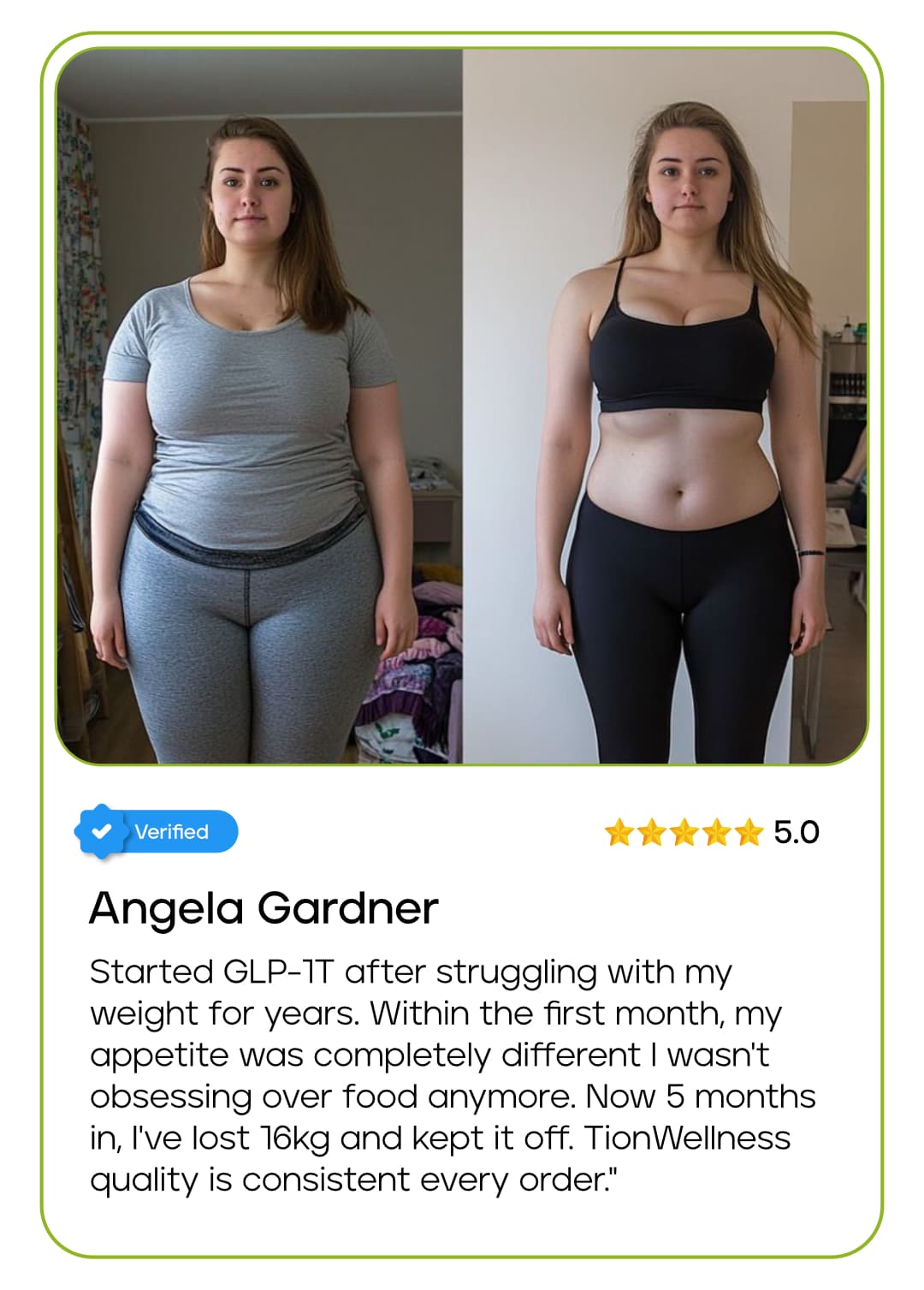 Before and after portraits included in Angela Gardner’s supplied story