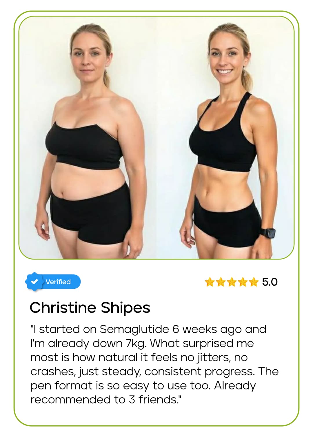 Before and after portraits included in Christine Shipes’s supplied story